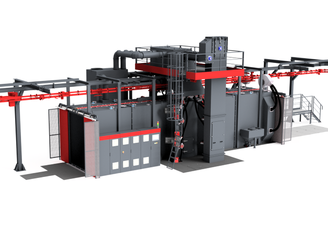Pass-through monorail shot blasting machine