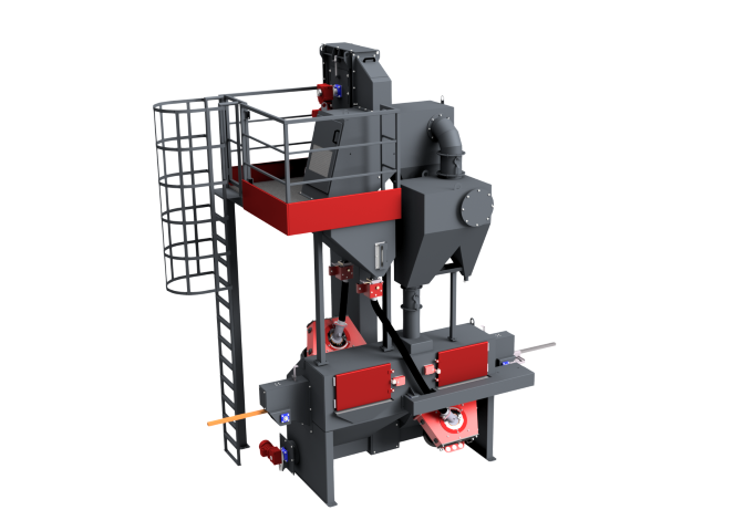 Shot blasting machine for flat bars