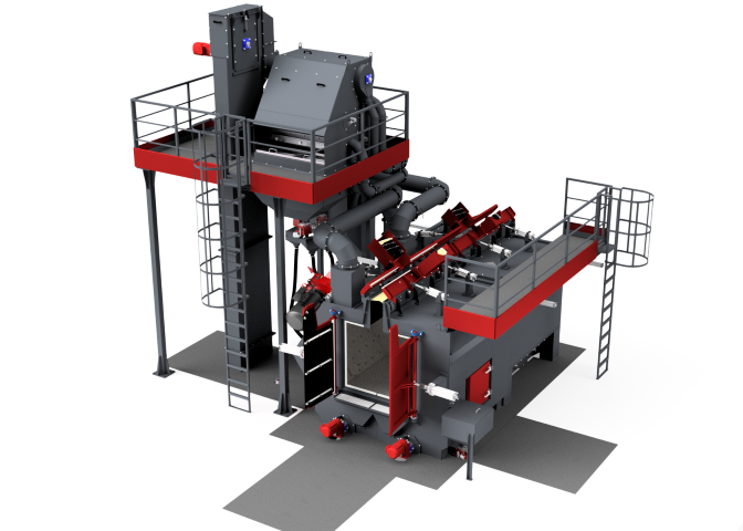 Anode blocks shot blasting machine