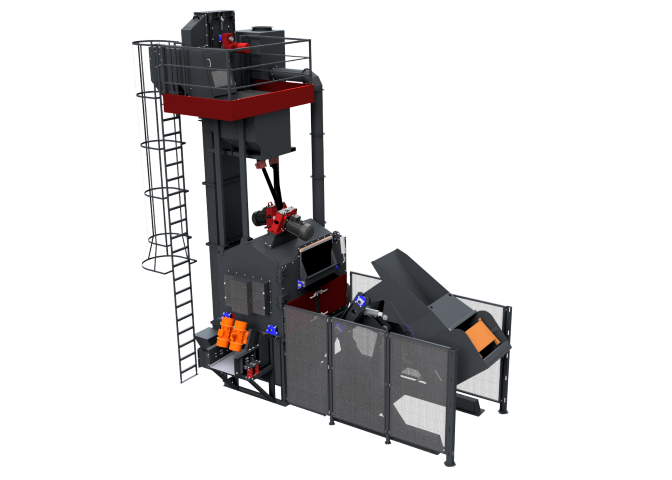 Rocker barrel shot blasting machine