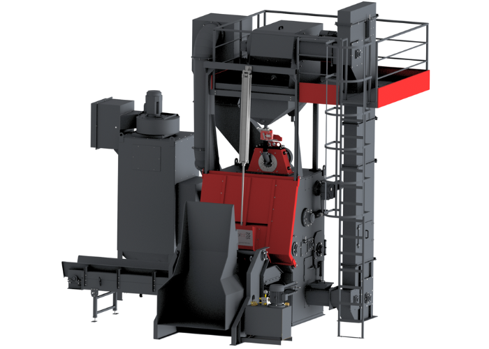 Steel belt tumble blast machine
