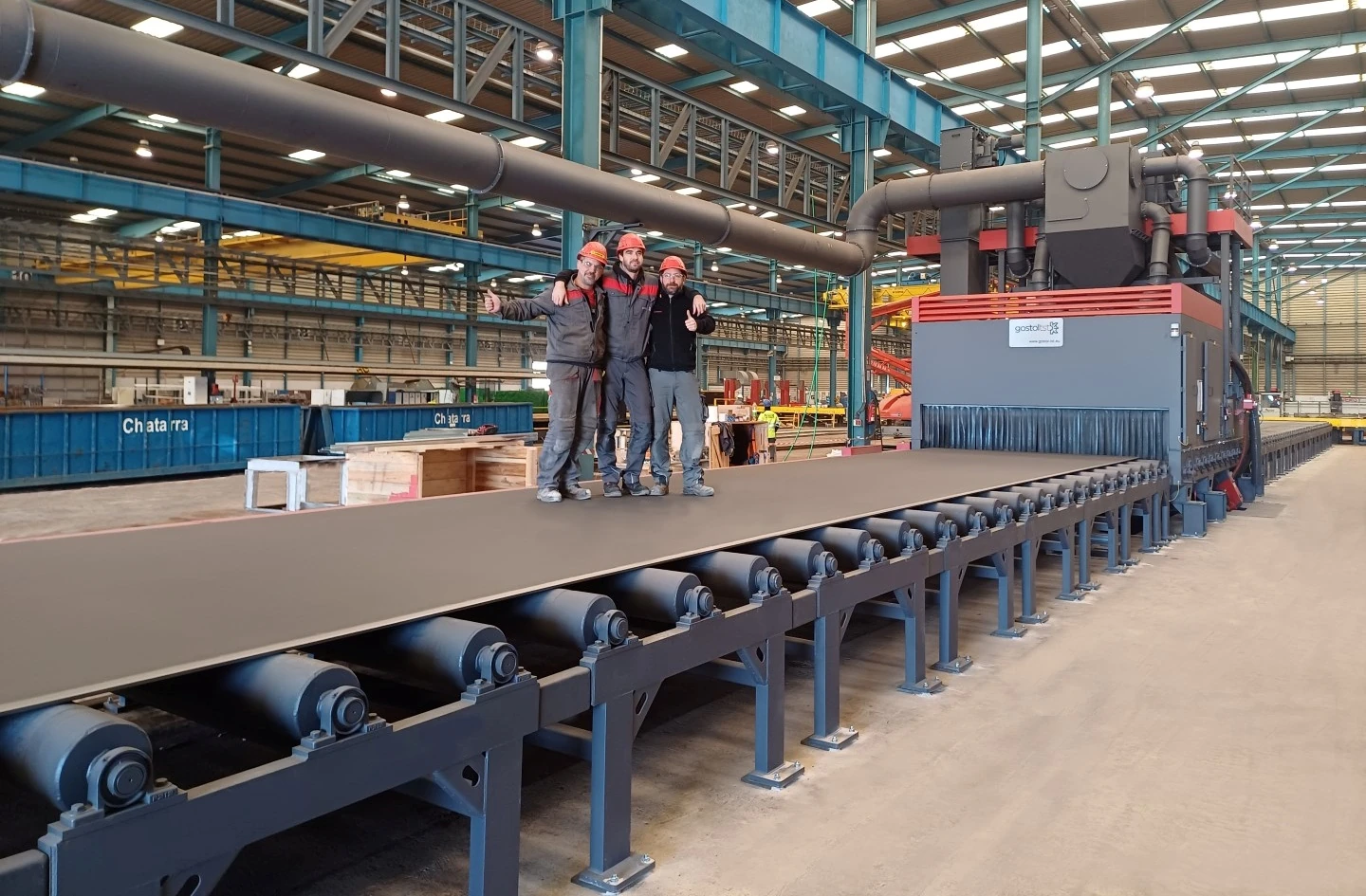 Roller conveyor shot blasting machine P-3000x400